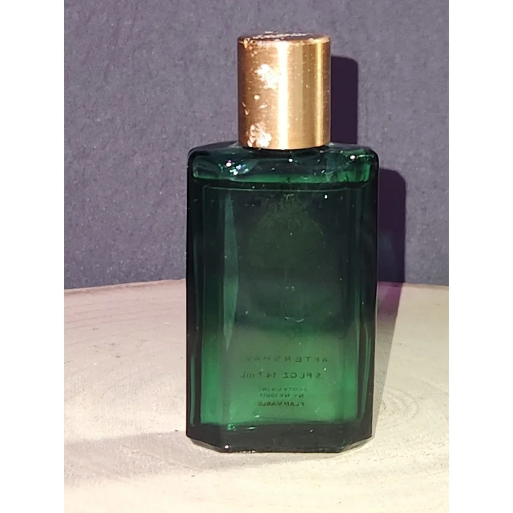 Vintage '89 Aspen Aftershave Coty .5 Fl Oz ‎ Green Bottle Copper Cap-NEAR FULL!